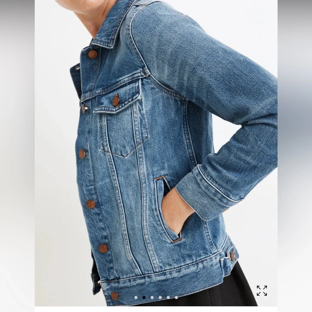 Madewell The Jean Jacket in Pinter Wash Distressed Women Size Small 100% Cotton - Picture 2 of 15